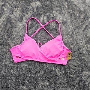 Pink Victorias Secret Bikini Top Juniors Size Medium Pink strapy wrap NWT